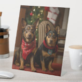 暖炉クリスマスまでにオーストラリアのケルピー 台座サイン (インサイチュ)