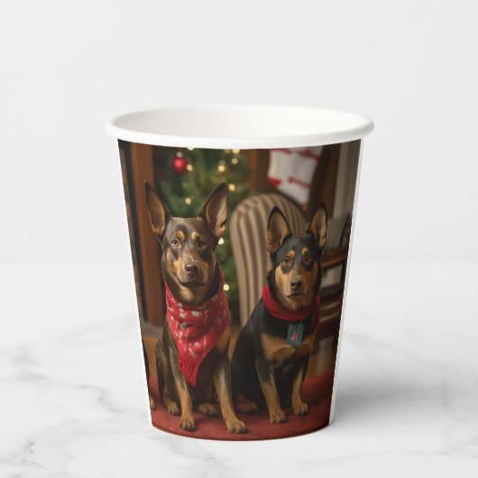 暖炉クリスマスまでにオーストラリアのケルピー 紙コップ (裏面)
