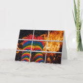 暖炉ストライプのの足の靴下 シーズンカード (正面)