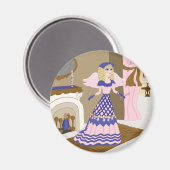 暖炉ビクトリアンで歌うエンジェルブルーとピンク マグネット (正面/裏面)