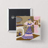 暖炉ビクトリアンで歌うエンジェルブルーとピンク 缶バッジ (正面&裏面)