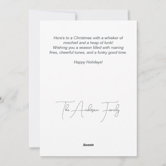 暖炉ファンキーの上の猫がクリスマスに シーズンカード (裏面)