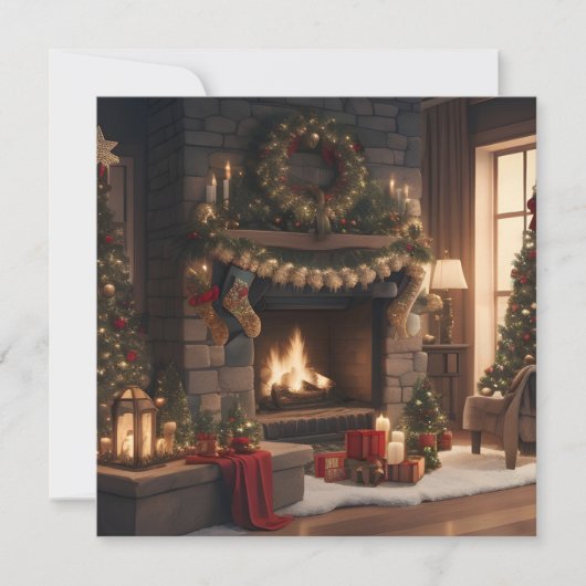 暖炉メリークリスマスカード シーズンカード (正面)