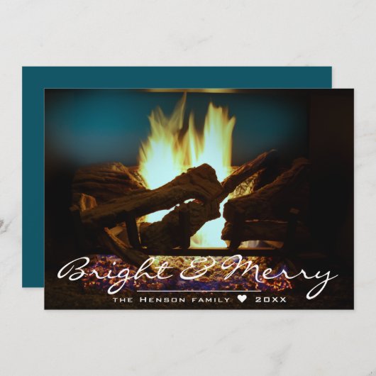 暖炉素朴火ウッドコージーウォームホリデーカード カード (正面/裏面)