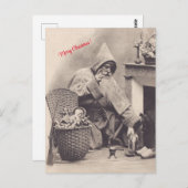 暖炉離れのクリスマスにサンタのプレゼント ポストカード (正面/裏面)