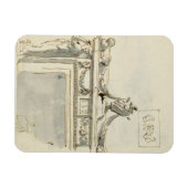 暖炉（ペンとインク）のスケッチデザイン マグネット (横)