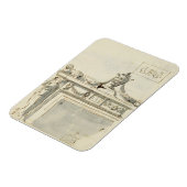 暖炉（ペンとインク）のスケッチデザイン マグネット (左側)