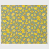 暖秋ゴールデン開花イラストレーションシームレス ラッピングペーパー (フラット)