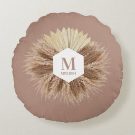 暖素朴かいニュートラルカラーズモノグラム ラウンドクッション