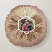 暖素朴かいニュートラルカラーズモノグラム ラウンドクッション (正面)