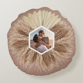 暖素朴かいニュートラルカラーズモノグラム ラウンドクッション