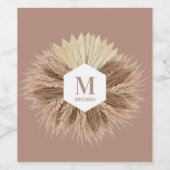 暖素朴かいニュートラルカラーズモノグラム ワインラベル (シングルラベル)