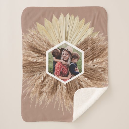 暖素朴かいニュートラル色のカスタム写真 シェルパブランケット (正面)