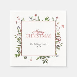 暖素朴かい冬のベリーメリークリスマス スタンダードカクテルナプキン