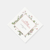 暖素朴かい冬のベリーメリークリスマス スタンダードカクテルナプキン (角)