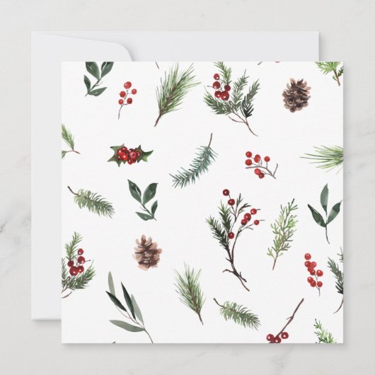 暖素朴かい赤い冬のリースクリスマスパーティー 招待状 (裏面)