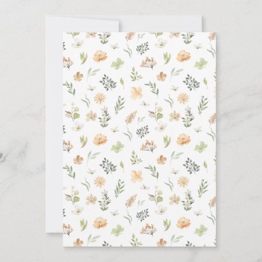 暖素朴かい野結婚花のテーブル番号 招待状 (裏面)