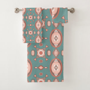 暖自然かい幾何学模様バスタオルセット バスタオルセット