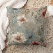 暖自然かい青のフローラプリント クッション (ブランケット)