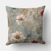 暖自然かい青のフローラプリント クッション (裏面)