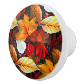 暖色にカエデ葉の葉の領域 セラミックノブ (右)