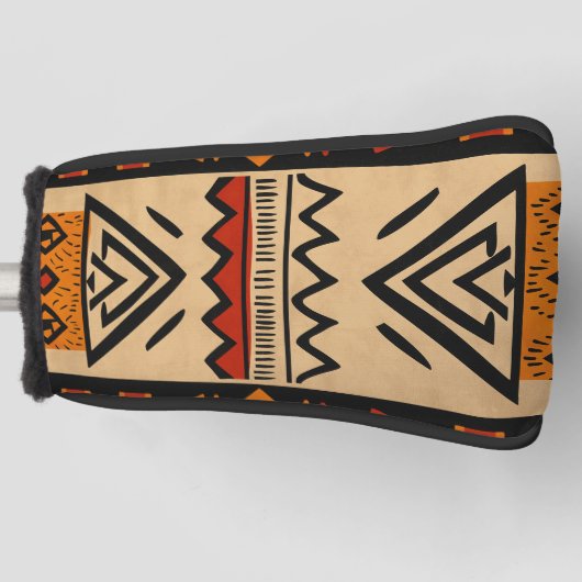 暖色のアフリカの背景 ゴルフヘッドカバー (正面)