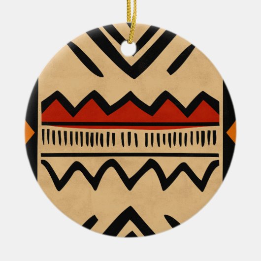 暖色のアフリカの背景 セラミックオーナメント (正面)