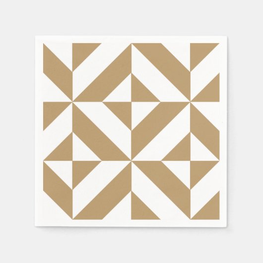 暖色のジオメトリックデコパターン スタンダードカクテルナプキン (正面)