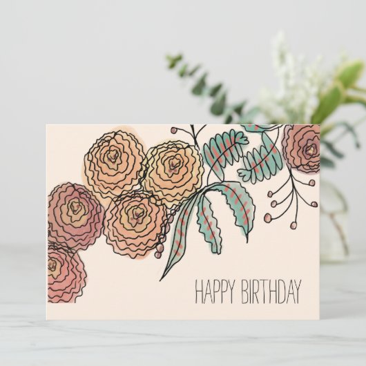 暖色カーネーション花植物芸術 カード (スタンド正面)