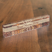 暖色フラクタルトリップ(幻覚体験)のようなアートパターモダンン文字 デスクネームプレート (側面)