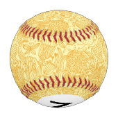 暖色モノグラム夏の花模様 野球ボール (裏面)