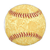 暖色モノグラム夏の花模様 野球ボール (正面)