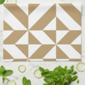 暖色幾何学模様Decoキューブパターン キッチンタオル (折り畳み)