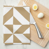 暖色幾何学模様Decoキューブパターン キッチンタオル (四つ折り)