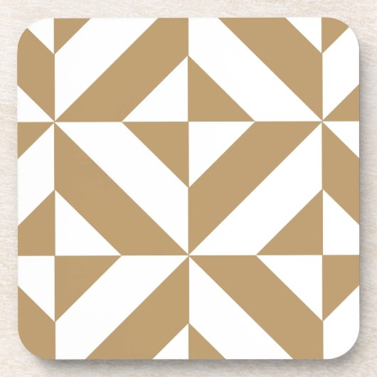 暖色幾何学模様Decoキューブパターン コースター (正面)