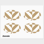 暖色幾何学模様Decoキューブパターン 楕円形シール (シート)