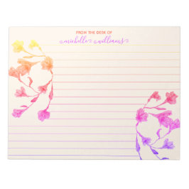 暖色水彩花が並ぶ ノートパッド