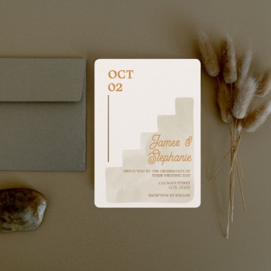 暖色牧場の結婚結婚式招待状 招待状