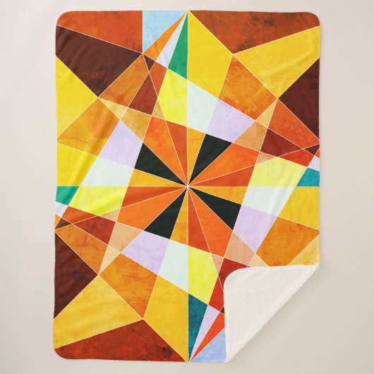 暖色角度クール幾何形状 シェルパブランケット (正面)