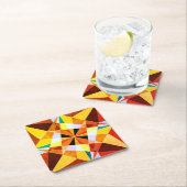 暖色角度クール幾何形状 スクエアペーパーコースター (インサイチュ)