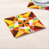 暖色角度クール幾何形状 スクエアペーパーコースター (アングル)