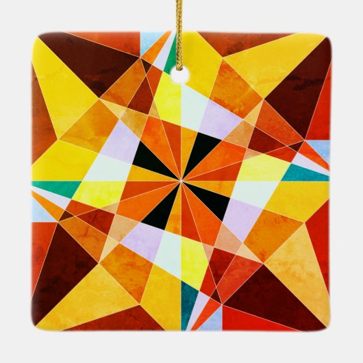 暖色角度クール幾何形状 セラミックオーナメント (裏面)