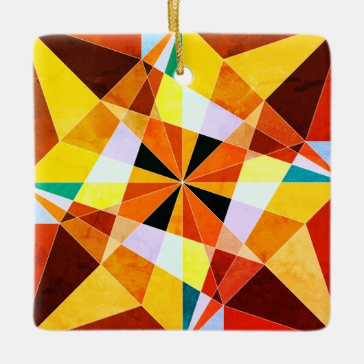 暖色角度クール幾何形状 セラミックオーナメント (正面)