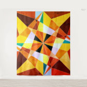 暖色角度クール幾何形状 タペストリー (正面)