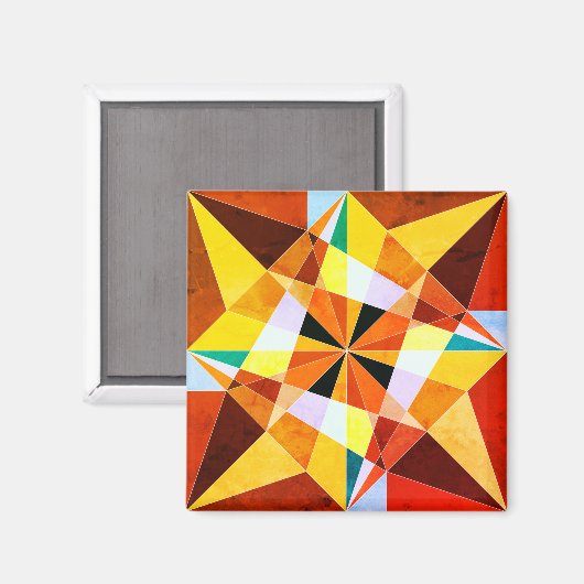 暖色角度クール幾何形状 マグネット (正面/裏面)