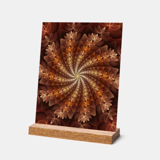 暖色、フラクタルトリップ（幻覚体験）のようなアモダンートパターン アクリルサイン (傾斜)