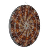 暖色、フラクタルトリップ（幻覚体験）のようなアモダンートパターン ダーツボード (正面左)