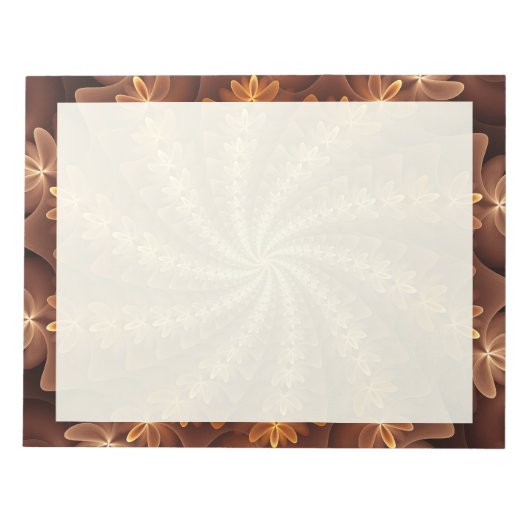 暖色、抽象芸術モダンフラクタルアートパターン ノートパッド (正面)