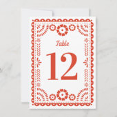暖赤パペル結婚ピカドのテーブル番号 招待状 (正面)