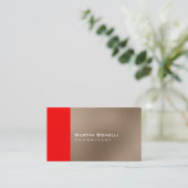 暖魅力的かいベージュレッドストライプビジネスカード 名刺 (スタンド正面)